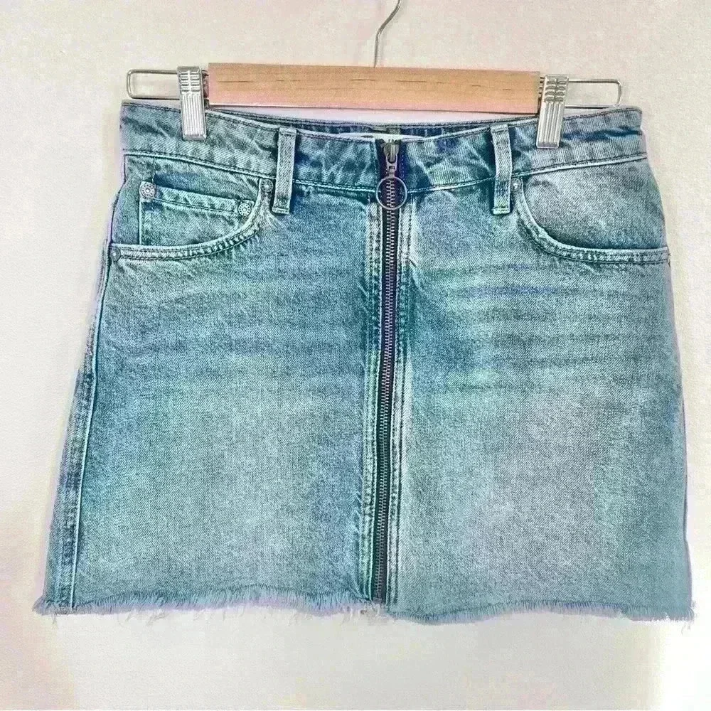 We The Free Women’s Denim Front Zip Mini Skirt Size 26